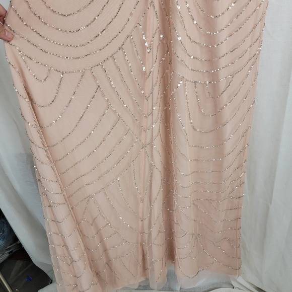 Adrianna Papell Womens size 4 Art Deco Blouson Halter Beaded Blush Pink Dress - Picture 7 of 8